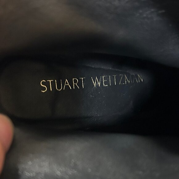 Stuart Weitzman Designer Pearl Black Suede Bacari Boots Size 8.5 - Picture 5 of 7